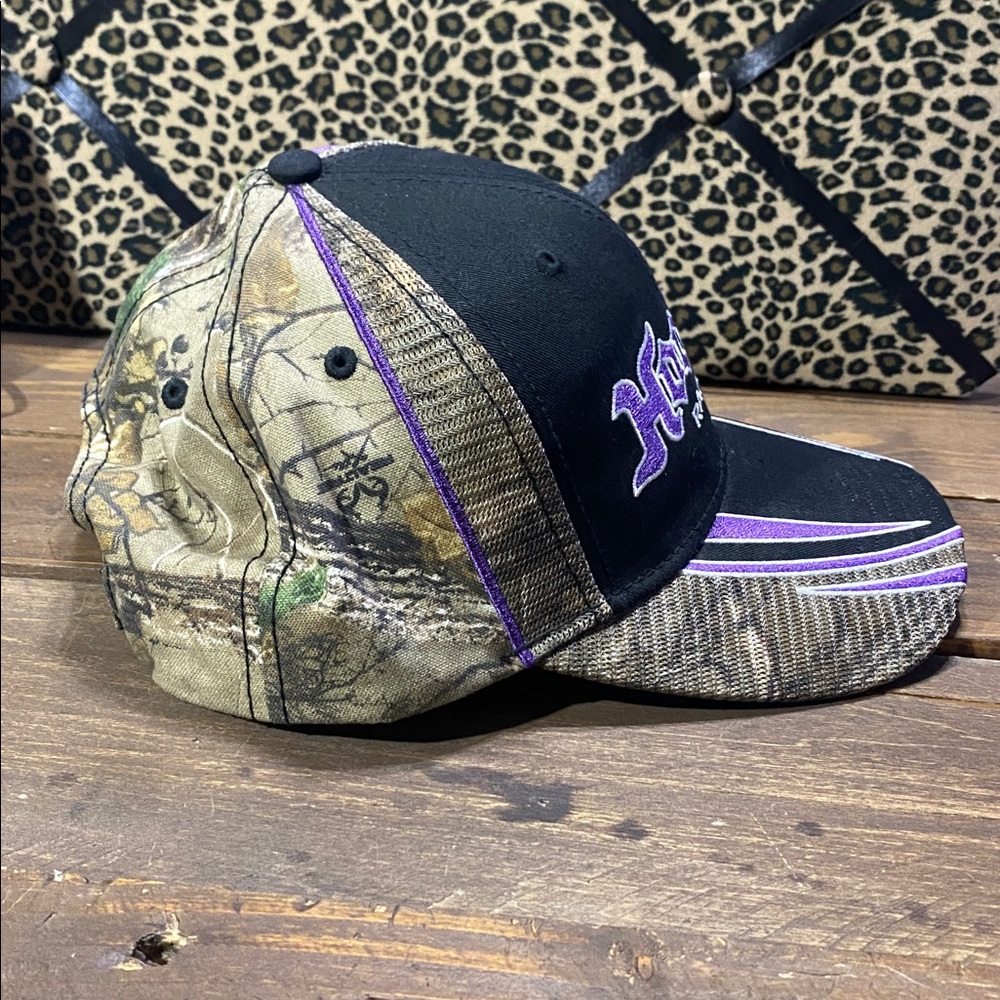 Realtree Xtra Hoosier Racing Tire Camouflage Hat with Black & Purple Details NWT - Picture 6 of 12